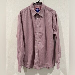 Egara Plaid Red White Black Plaid Button Front Collared Dress Shirt Size XL